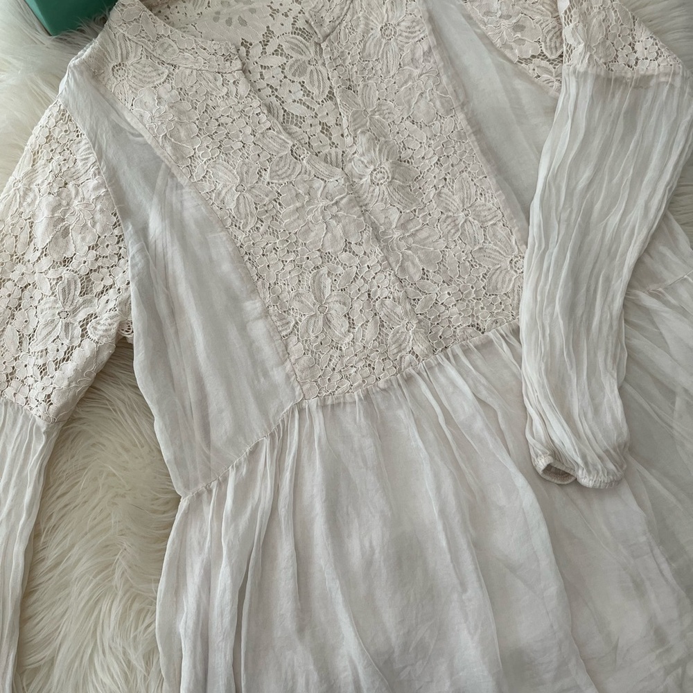 Italian Silk & Lace Boho sheer blouse